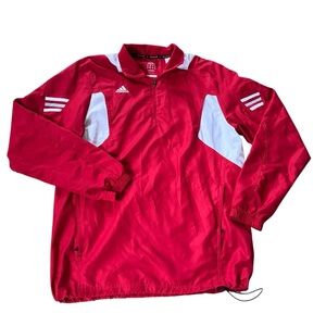 Adidas Scorch Climaproof 1/4 Zip Pullover Windbreaker Jacket Red White Small